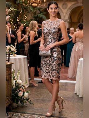 Tadashi Shoji : Paillette Embroidered Lace Illusion Sheath Dress